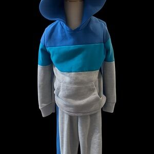 Toddler Boys Colorblock Hoodie & Jogger Set – Size 4T – Blue/Green/Gray